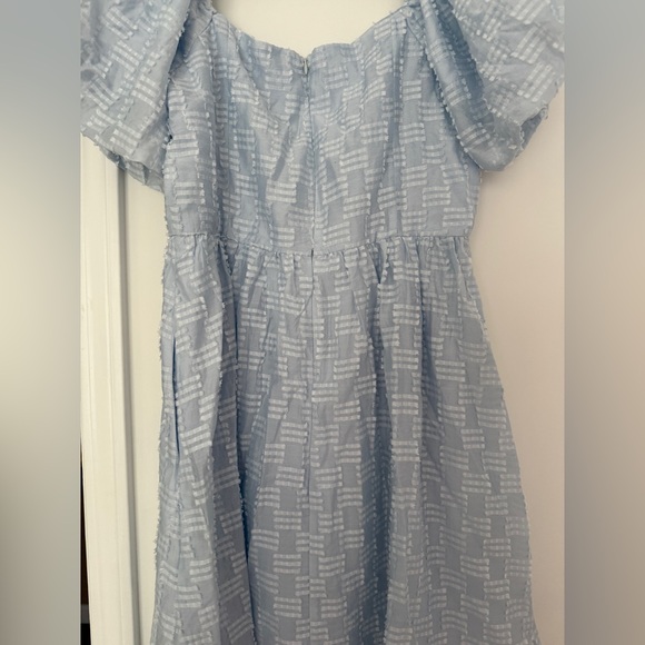 Blue Puff Sleeve Sommer Short Dress - Picture 4 of 6